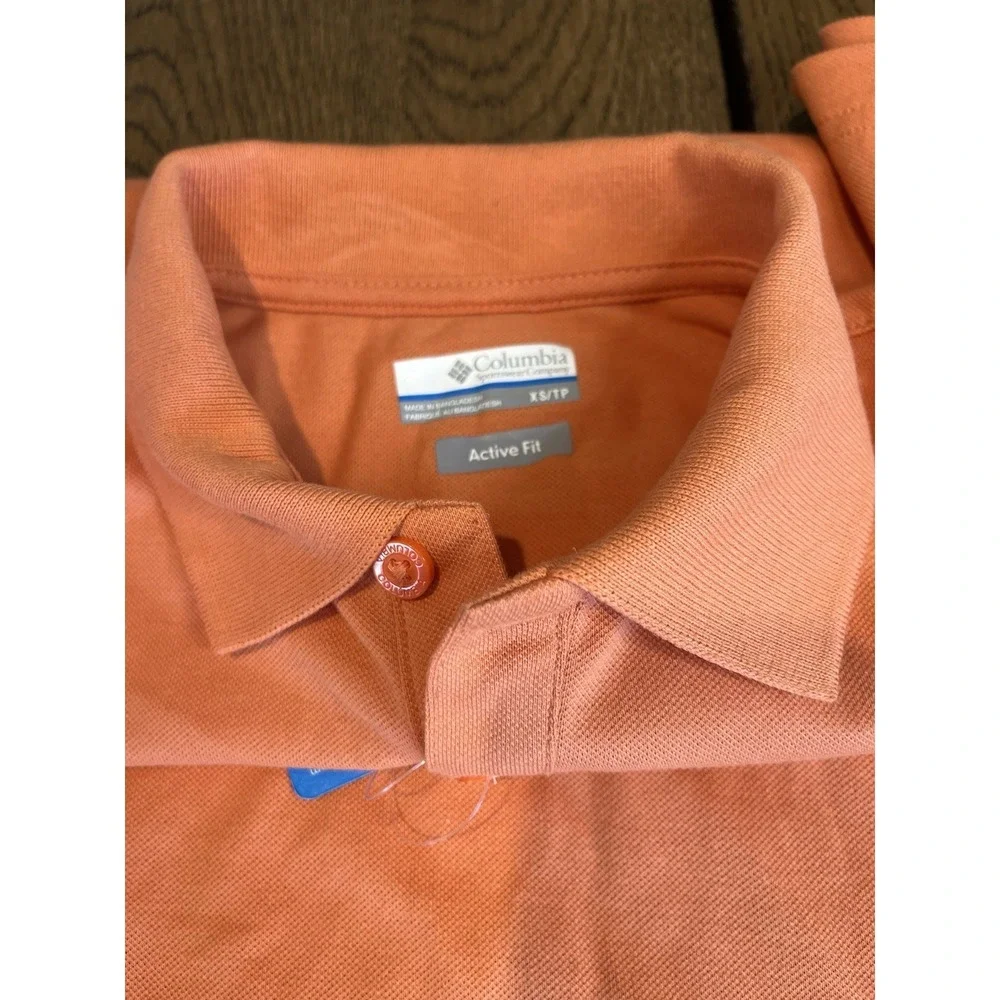 Columbia PFG Mens Performance Polo Shirt Orange Coral Color Sz XS Active Fit NWT